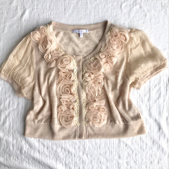 Mystree Tops - Mystree sheer silk rosette shrug